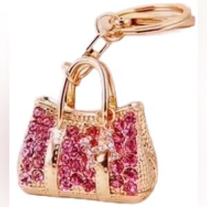 CLUTCH BAG Keychain/ Bag Charm with Pink Crystals